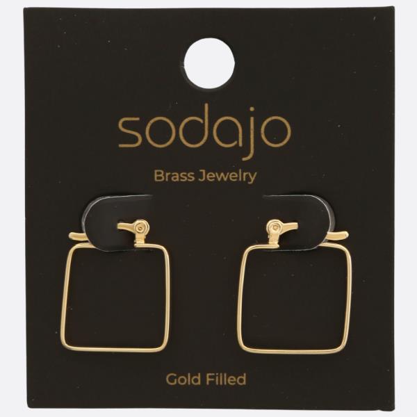 SODAJO SQUARE SHAPE GOLD FILLED EARRING