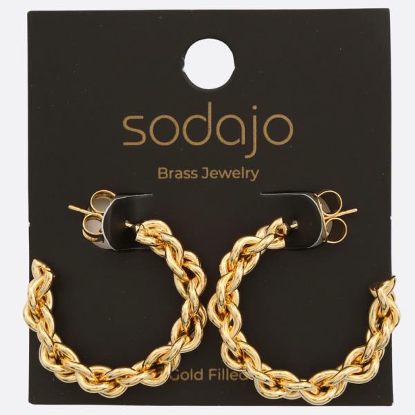 SODAJO OVAL LINK GOLD FILLED OPEN HOOP EARRING