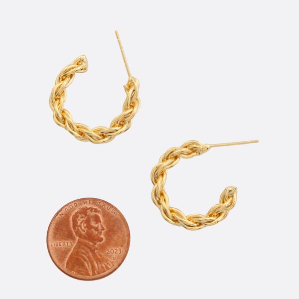 SODAJO BRAIDED OPEN HOOP GOLD FILLED EARRING