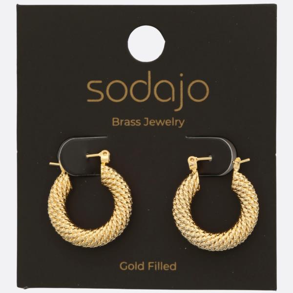 SODAJO TEXTURED HOOP GOLD FILLED EARRING