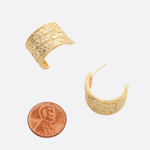 SODAJO TEXTURED WIDE HOOP GOLD FILLED EARRING