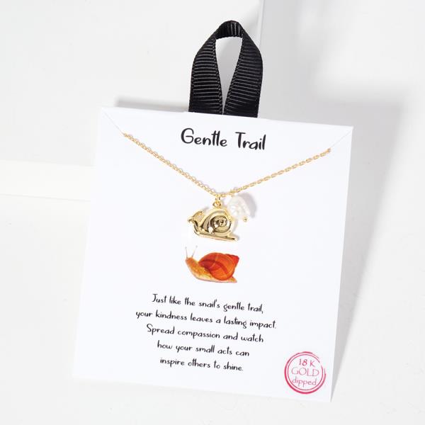 18K GOLD RHODIUM GENTLE TRAIL SNAIL NECKLACE