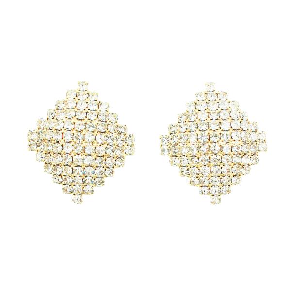 RHINESTONE RHOMBUS CRYSTAL POST EARRING