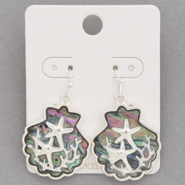 STARFISH SEASHELL DANGLE METAL EARRING