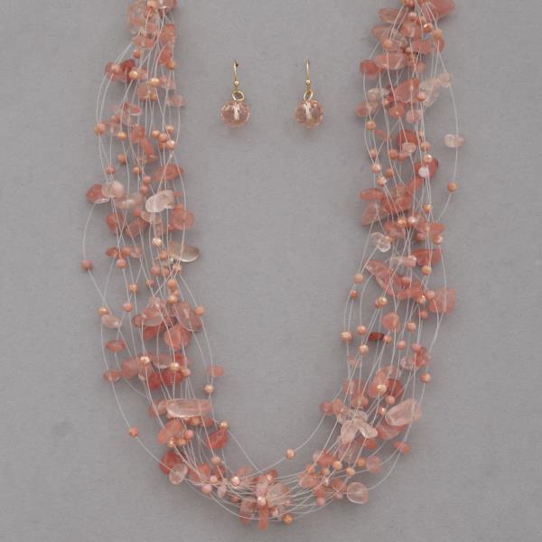 BEADED WIRE LAYERED NECKLACE