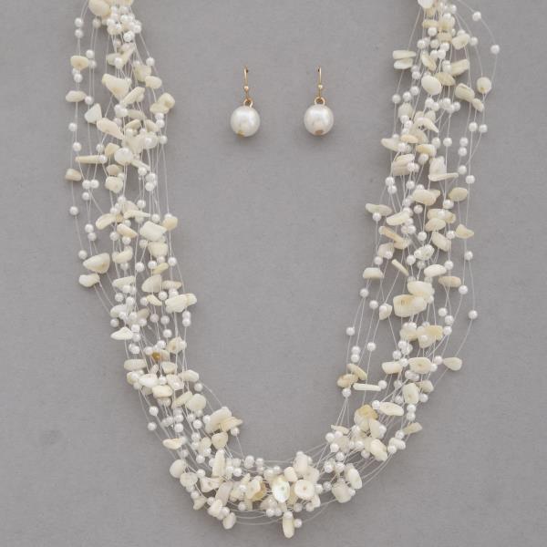 BEADED WIRE LAYERED NECKLACE