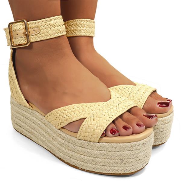 WOVEN PLATFORM ANKLE SANDALS 12 PAIRS