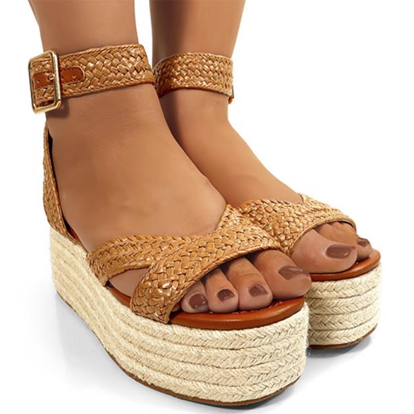 WOVEN PLATFORM ANKLE SANDALS 12 PAIRS