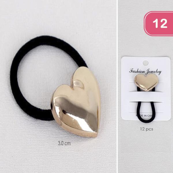 METAL HEART HAIR TIE (12 UNITS)