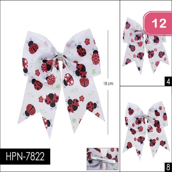 LADYBUG RIBBON HAIR BOW PIN (12 UNITS)