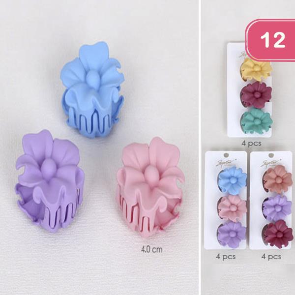 MINI FLOWER HAIR CLAW JAW CLIP SET (12 UNITS)