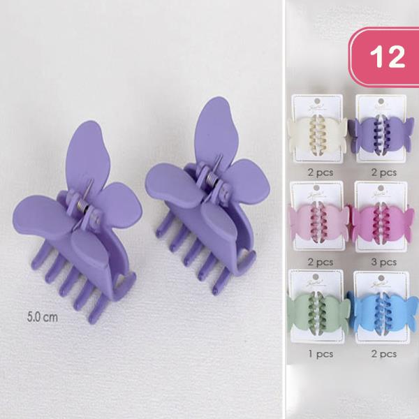 BUTTERFLY HAIR CLAW JAW CLIP SET (12 UNITS)