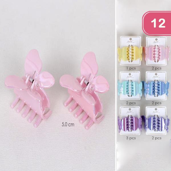 BUTTERFLY HAIR CLAW JAW CLIP SET (12 UNITS)