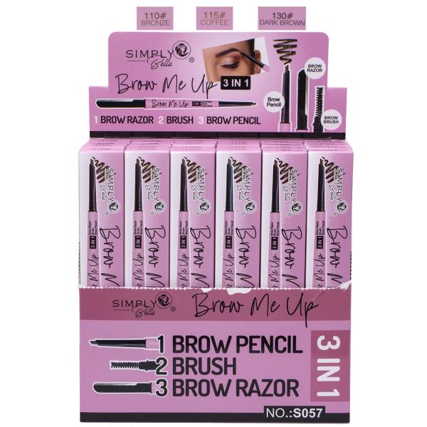 SIMPLY BELLA 3IN1 BROW ME UP BROW BRUSH PENCIL (24 UNITS)