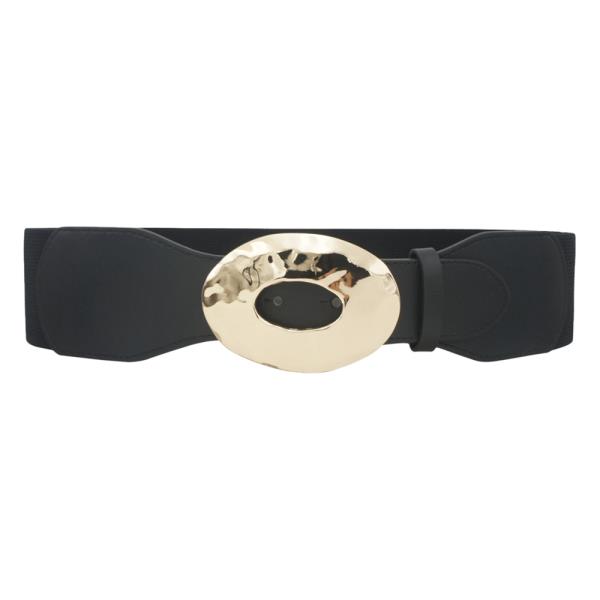 POUNDED CUT-OUT CIRCLE BUCKLE ELASTIC BELT