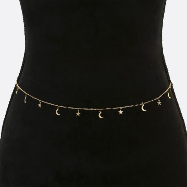 SDJ DAINTY MOON STAR CHARM BELLY CHAIN BELT