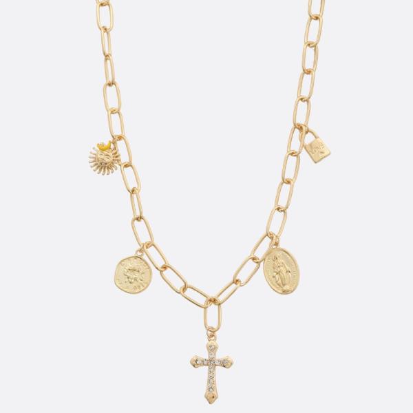 SDJ CROSS COIN LINK METAL NECKLACE