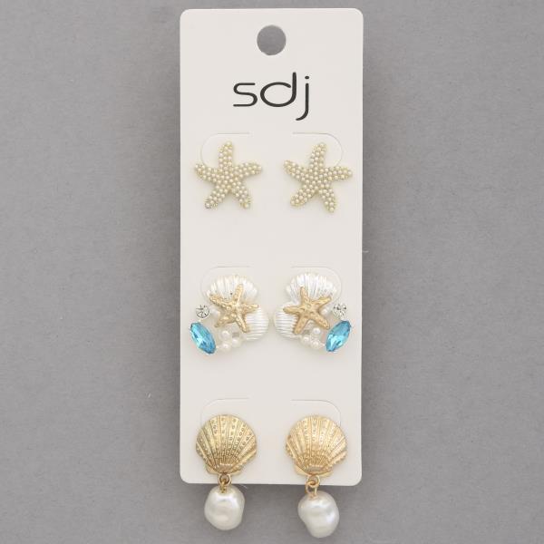 SDJ SEASHELL ASSORTED EARRING SET