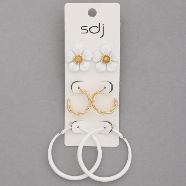 SDJ FLOWER HOOP ASSORTED EARRING SET