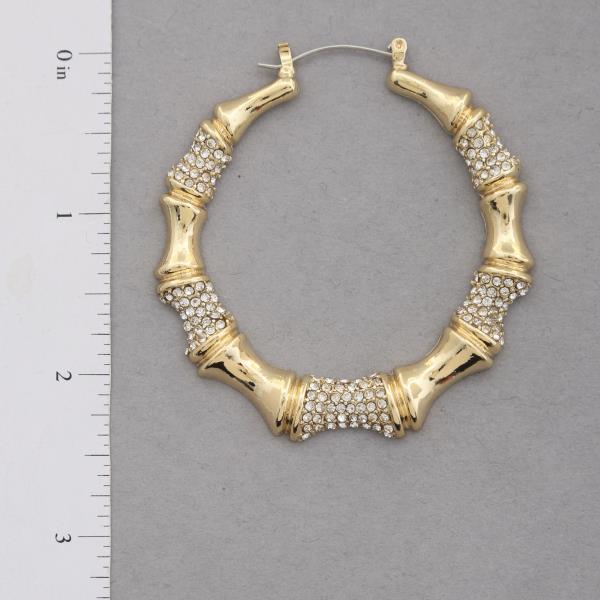 SDJ BAMBOO RHINESTONE HOOP EARRING