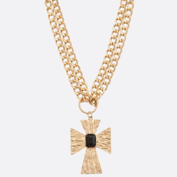 SDJ CROSS PENDANT LAYERED NECKLACE