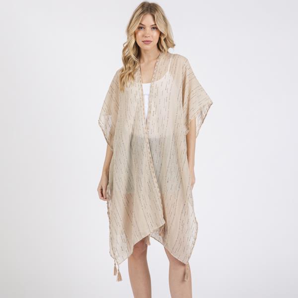 (ONLINE ONLY) COLORED STITCH TRIM AND TASSEL KIMONO