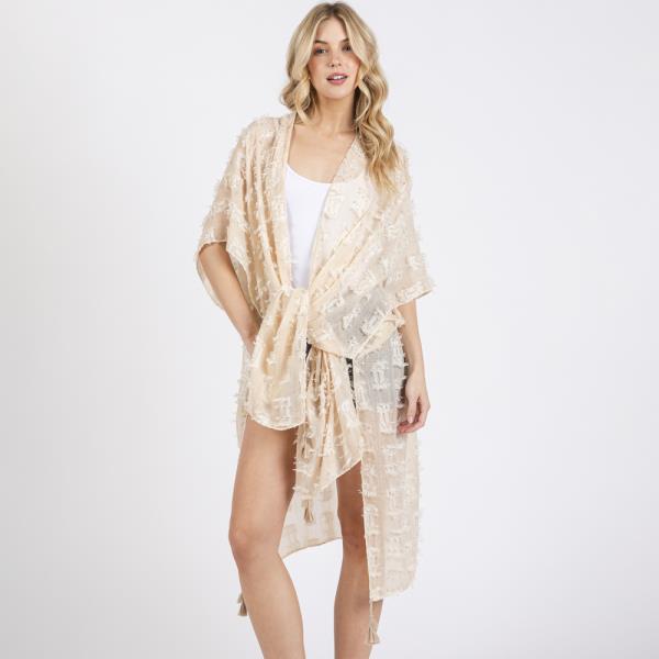 (ONLINE ONLY) DISTRESSED PATTERN TASSEL KIMONO