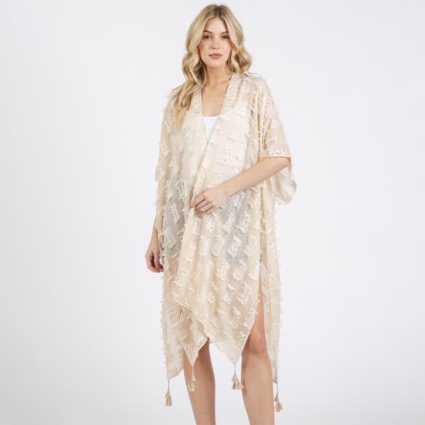 (ONLINE ONLY) DISTRESSED PATTERN TASSEL KIMONO