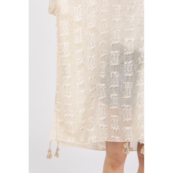 (ONLINE ONLY) DISTRESSED PATTERN TASSEL KIMONO