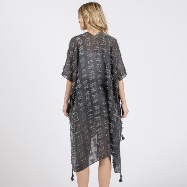 (ONLINE ONLY) DISTRESSED PATTERN TASSEL KIMONO