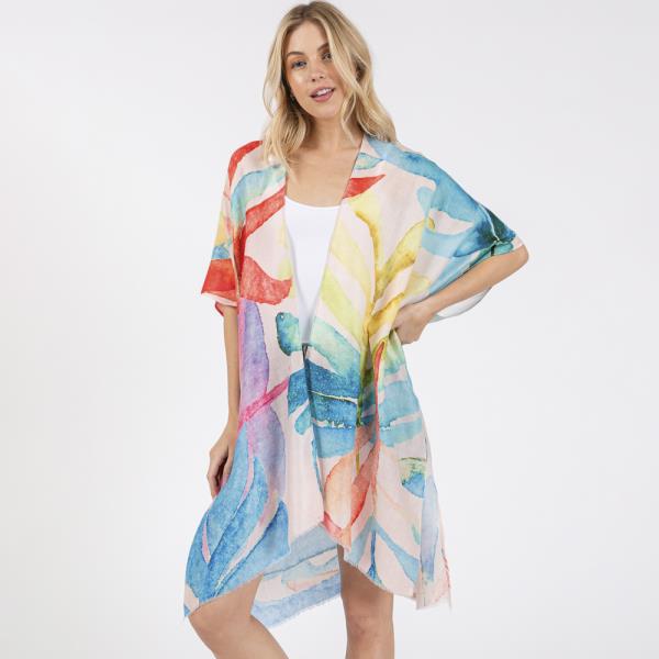 (ONLINE ONLY) WATERCOLOR LEAVES PRINT KIMONO