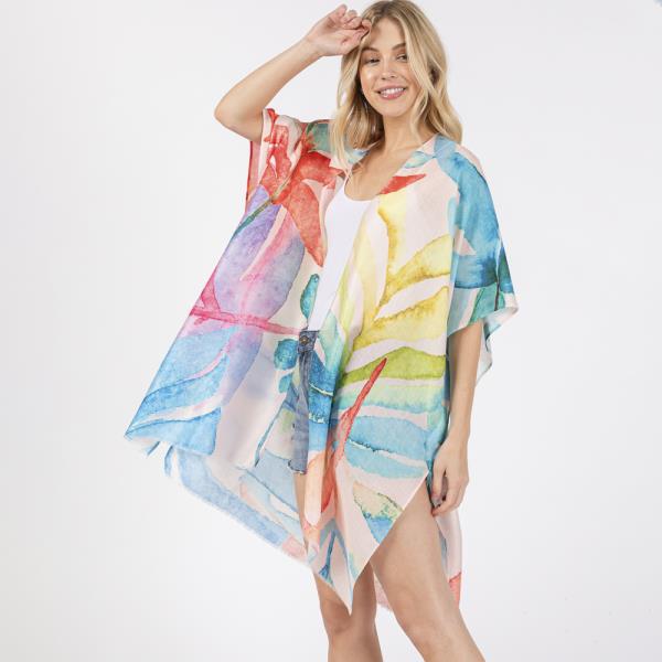 (ONLINE ONLY) WATERCOLOR LEAVES PRINT KIMONO