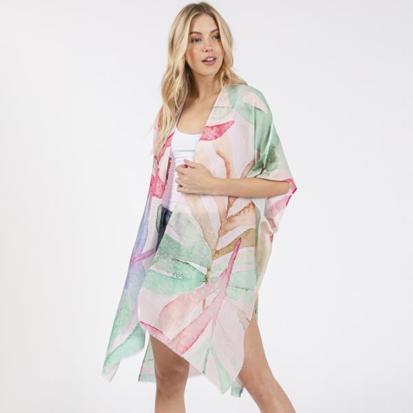 (ONLINE ONLY) WATERCOLOR LEAVES PRINT KIMONO