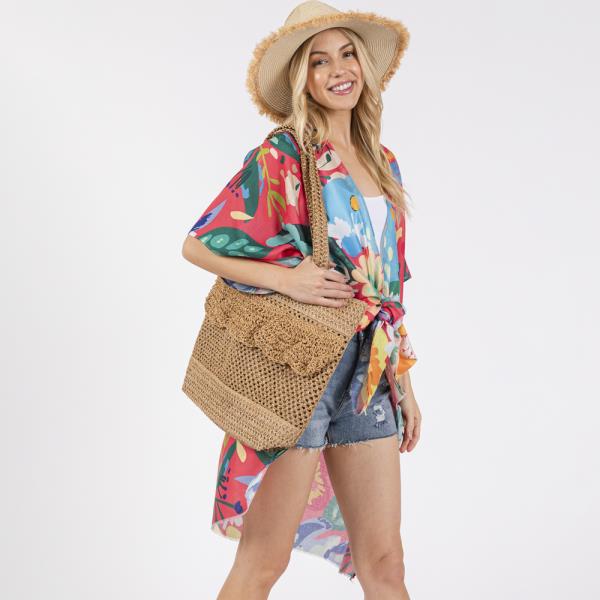 (ONLINE ONLY) MULTI COLOR FLOWER PRINT KIMONO