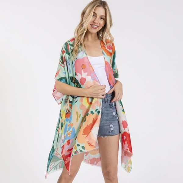 (ONLINE ONLY) MULTI COLOR FLOWER PRINT KIMONO