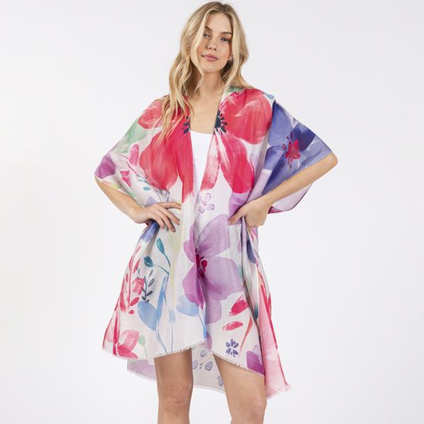 (ONLINE ONLY) WATERCOLOR FLOWER PRINT KIMONO