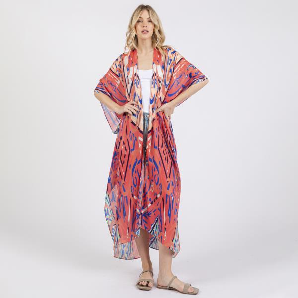 (ONLINE ONLY) BOHO PRINT OPEN FRONT LONG KIMONO