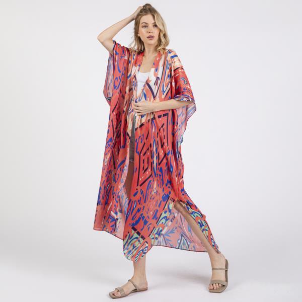 (ONLINE ONLY) BOHO PRINT OPEN FRONT LONG KIMONO