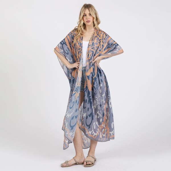 (ONLINE ONLY) BOHO PRINT OPEN FRONT LONG KIMONO