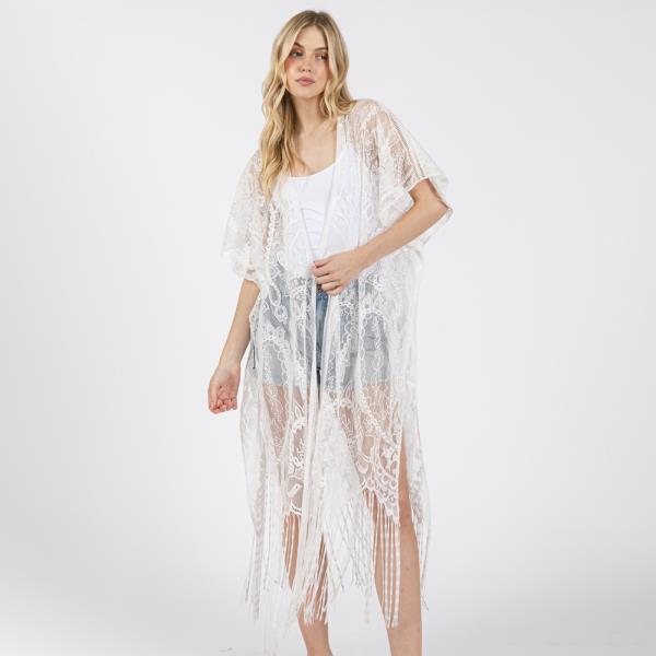 (ONLINE ONLY) ELEGANT LACE FRINGE COVER UP KIMONO