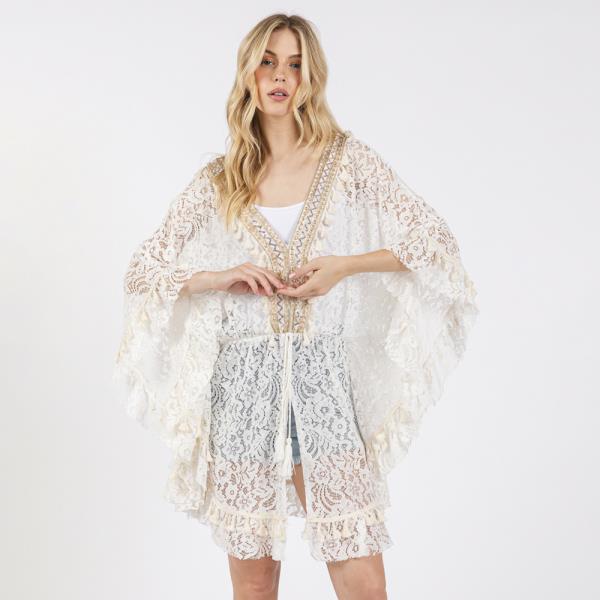 (ONLINE ONLY) FLOWER LACE TASSEL DECO COVER UP