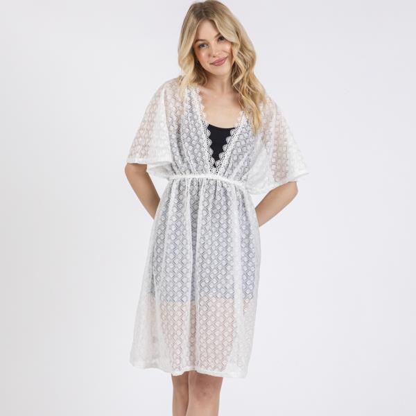 V-NECK DETAILED CROCHET LACE COVER UP