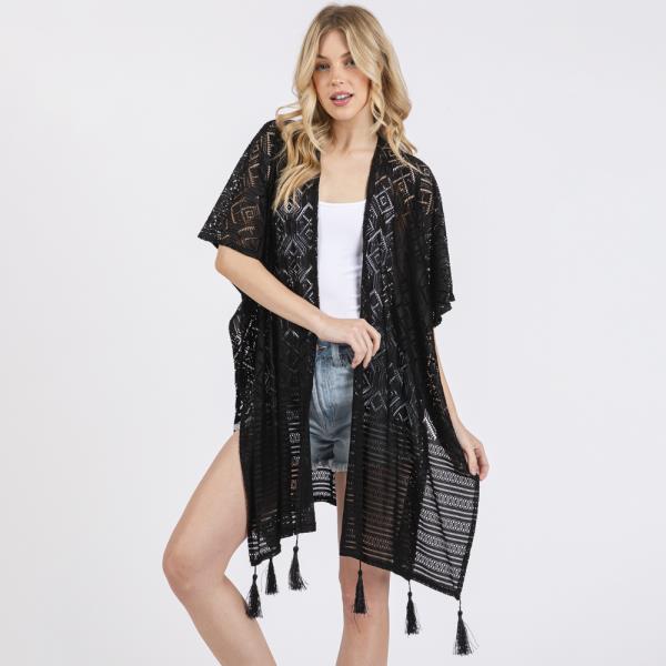 (ONLINE ONLY) GEOMETRIC PATTERN TASSEL COVER UP