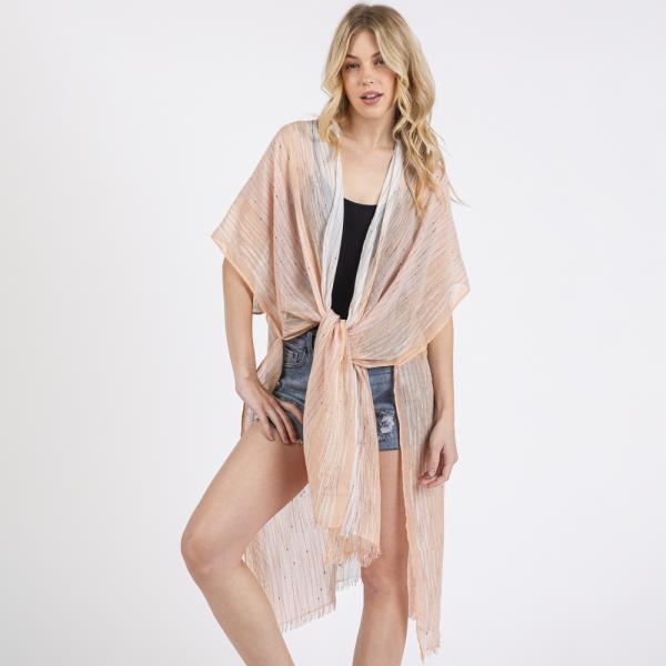 (ONLINE ONLY) STRIPED TWO TONE COVER UP KIMONO