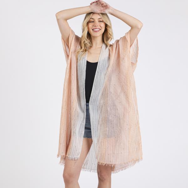 (ONLINE ONLY) STRIPED TWO TONE COVER UP KIMONO