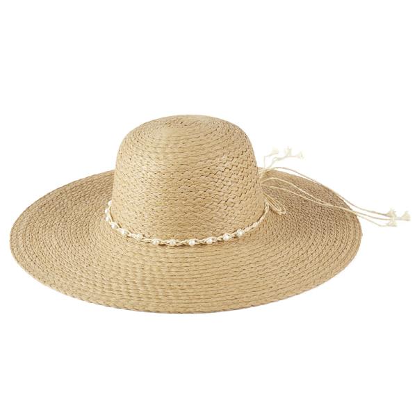 BRAIDED PEARL BAND WIDE FLOPPY SUN HAT