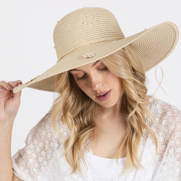 DAISY AND PEARL DECO WIDE FLOPPY SUN HAT