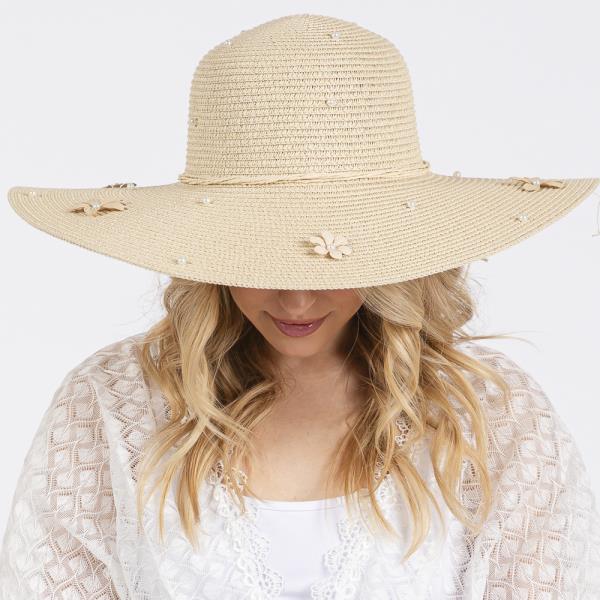 DAISY AND PEARL DECO WIDE FLOPPY SUN HAT
