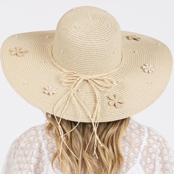 DAISY AND PEARL DECO WIDE FLOPPY SUN HAT
