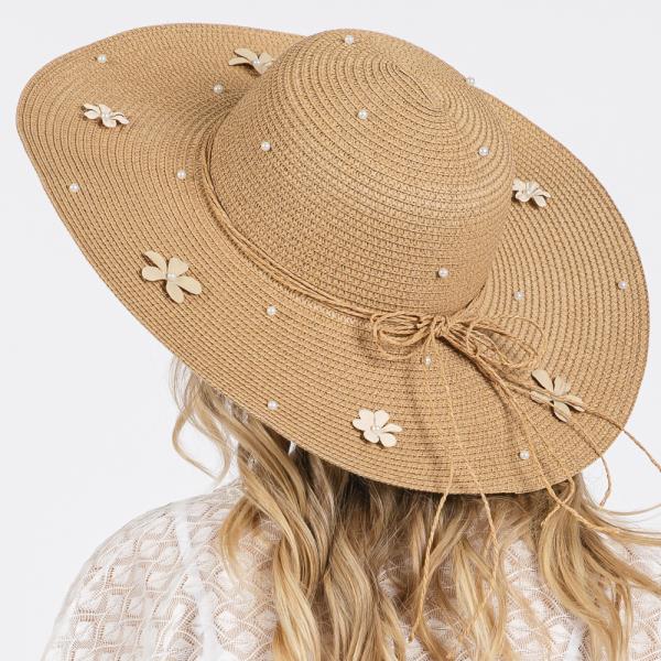 (ONLINE ONLY) DAISY AND PEARL DECO WIDE FLOPPY SUN HAT